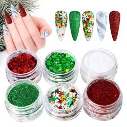 Schneeflocken-Nagelpailletten, holografische Weihnachts-Nagelkunst - Nagelglitzer, Schneeflocken-Glitzer für Maniküre, DIY-Weihnachtsdekorationen für Frauen und Mädchen Shenrongtong von Shenrongtong