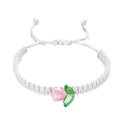 Shenrongtong Schnurarmband,Blumenarmband, String Flower Tulpe Gewebte Armbänder, Handgefertigte geflochtene Seilarmbänder für Mädchen und Frauen von Shenrongtong