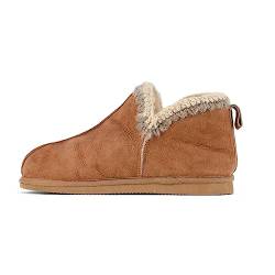 Shepherd of Sweden - Annie Schaffell Hausschuhe - Damen - 100% echtes Schaffell - Komfort - weich und warm - flauschig, Genähter antiker Cognac, 41 EU von Shepherd