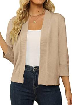 Damen 3/4 Ärmel Open Front Bolero Elegant Strickjacke Shrug Solid Cardigan Top für Hochzeit von Shermia