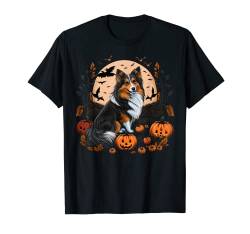Kürbis Shetland Schäferhund Kostüm auf Sheltie Halloween T-Shirt von Shetland Sheepdog lover apparel for Sheltie owner