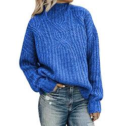 Shevog Pullover Pullover für Damen Langarm Strickpullover Knitwear Top, blau, 40-42 von Shevog