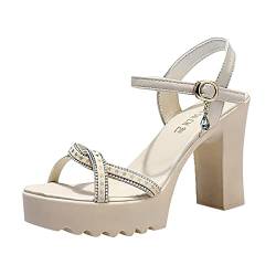 Shffuw Damen Sandalen, Keilsandalen Damen Sommer Wedge Peep Toe High Heel Plattform Pantoletten Anti-Rutsch-Sandalen Orthopädische Breite Füße Absatzschuhe Damen Riemchen Schuhe Elegant von Shffuw