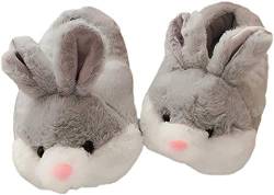 Cartoon Animal Rabbit Shoes Home warm Shoes neutral Soft Plush Home Slippers Rabbit Shoes (Gray) von Shi xiaoshu