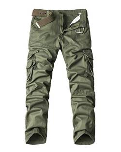 Arbeitshosen Herren Cargo Hosen Lang Freizeit Stoffhose Loose Pants Outdoor Hose Armee-Grün 29 von ShiFan