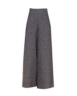 Damen Hose Mit Weitem Bein Hohe Taille Einfarbig Straight Leg Tweed Hosen Kaffeebraun 4XL von ShiFan