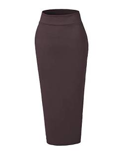 Elegant Damen Maxi Rock Stretch Enge Business Bleistift Röcke Stiftröcke Kaffeebraun XL von ShiFan