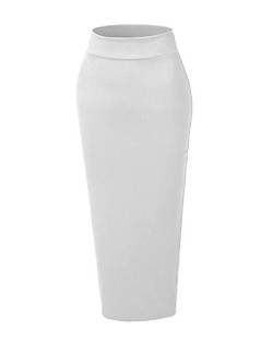 Elegant Damen Maxi Rock Stretch Enge Business Bleistift Röcke Stiftröcke Weiß L von ShiFan