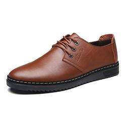 Lederschuhe Herren Business Schuhe Schnürhalbschuhe Elegant Oxford Derby Kunstleder Freizeitschuhe Braun 38 von ShiFan