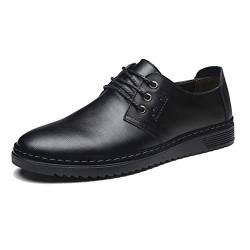 Lederschuhe Herren Business Schuhe Schnürhalbschuhe Elegant Oxford Derby Kunstleder Freizeitschuhe Schwarz 38 von ShiFan