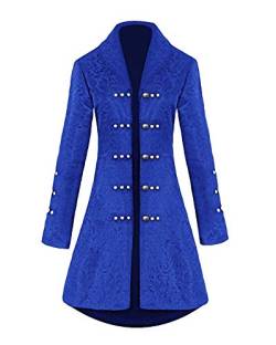 ShiFan Damen Mittelalter Viktorianische Gothic Jacke Vintage Mittellang Mantel Steampunk Kleidung Langarm Blau L von ShiFan