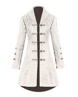 ShiFan Damen Mittelalter Viktorianische Gothic Jacke Vintage Mittellang Mantel Steampunk Kleidung Langarm Weiß L von ShiFan