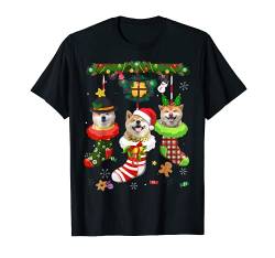 Shiba Inu In Socken Weihnachtsmütze Weihnachtsmann mit Lichtern für Hundeliebhaber T-Shirt von Shiba Inu In Socks Christmas Santa Hat Xmas
