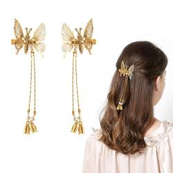 Elegant Butterfly Hairpin, Butterfly Hair Clip Pearl Hair Comb Clip, Moving Butterfly Hair Clips, Antique Side Clip, Bridal Hair Accessories for Ladies Girls. (Gold) von Shibeikadi