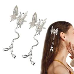 Elegant Butterfly Hairpin, Butterfly Hair Clip Pearl Hair Comb Clip, Moving Butterfly Hair Clips, Antique Side Clip, Bridal Hair Accessories for Ladies Girls. (Silver) von Shibeikadi