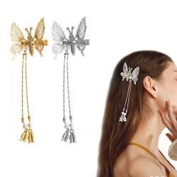 Elegant Butterfly Hairpin, Butterfly Hair Clip Pearl Hair Comb Clip, Moving Butterfly Hair Clips, Antique Side Clip, Bridal Hair Accessories for Ladies Girls. (Silver+Gold) von Shibeikadi