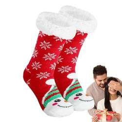 Shichangda Weihnachtssocken,Startseite Plüsch-Weihnachtstagssocken - Atmungsaktive warme Socken, Weihnachts-Knöchel-Crew-Thermosocken für Mädchen von Shichangda