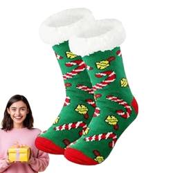 Shichangda Weihnachtssocken - Weihnachtsplüsch warme Socken,Weiche, weihnachtliche, gemütliche, mit Fleece gefütterte Slipper-Gripper-Socke für Mädchen als Weihnachtsgeschenk von Shichangda
