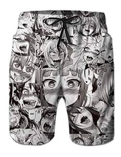 Herren Badehose Sommer Badeshorts Anime Swim Shorts Mens Ahegao Beach Trunks Surf Hawaiian Boardshorts Otaku Swimwear Breezy Home von Shichangwei