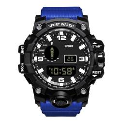 Shienfir Elektronische Uhr mit Silikonarmband und einfarbigem, multifunktionalem Outdoor-Sport-Design, langlebig, zum Laufen, für Männer, Frauen, Studenten Blau von Shienfir