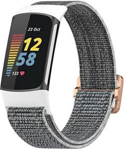 Shieranlee Nylon Armband Kompatibel mit Fitbit Charge 5 Armband, Damen Herren Stretchbänder,Elastisch Einstellbar Smartwatch Sport Ersatzbänder Weiches von Shieranlee