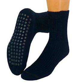 ABS Damen Antirutsch Socken Stoppersocken mit Wolle - Perfekt als Hausschuhersatz, Farben alle:marine, Größe:35/38 von Shimasocks