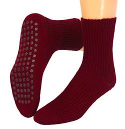 ABS Herren Antirutsch Socken Stoppersocken mit Wolle - Perfekt als Hausschuhersatz, Farben alle:bordeaux, Größe:43/46 von Shimasocks