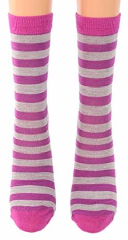 Shimasocks Modische Damen & Mädchen Woll Socken im Ringel Look - Strümpfe PINK gestreift, Farben alle:pink/helllila, Größe:31/34 bzw. 122/128 von Shimasocks