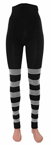 Shimasocks Ringel-Leggings Bio Baumwolle, Farben alle:schwarz-graumeliert geringelt, Größe:40/42 von Shimasocks