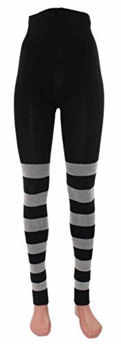 Shimasocks Ringel-Leggings Bio Baumwolle, Farben alle:schwarz-graumeliert geringelt, Größe:44/46 von Shimasocks