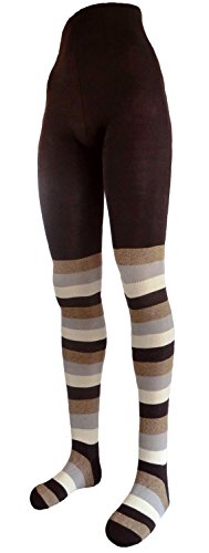 Shimasocks Superweiche warme Damen & Mädchen Ringel Strumpfhose - Winter Ringelstrumpfhose, Farben alle:mocca, Größe:36/38 von Shimasocks