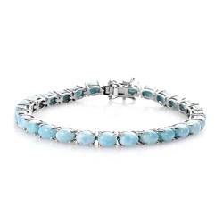 8,5 Karat natürlicher Larimar-Edelstein, 925er Sterlingsilber, platiniert, Tennisschnur-Armband für Frauen von Shine Jewel