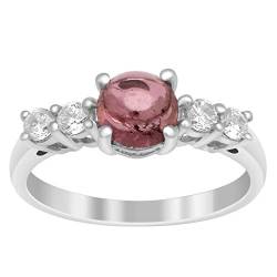 925 Sterling Silber Solitaire Akzente Rosa Turmalin Edelstein Cluster Ring (52 (16.6)) von Shine Jewel