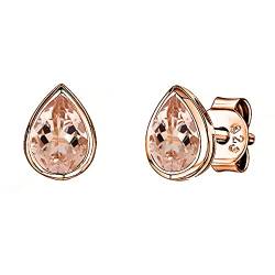 Glanz-Juwel Lünette Satz 6X4 MM Morganit Edelstein 925 Sterling Silber Solitär Ohrstecker (rosévergoldetes Silber) von Shine Jewel