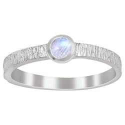 Mini Regenbogen Mondstein 925 Sterling Silber Stapelbare Frauen Verlobungsring (57 (18.1)) von Shine Jewel