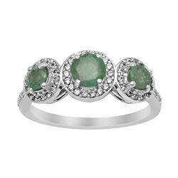 Natürlicher grüner Smaragd 925 Sterling Silber Frauen Ehering Ring (51 (16.2)) von Shine Jewel