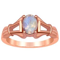 Shine Jewel Recyceltes Silber 925 Solide Kapitänsring Mondstein Ovaler 5X7MM Roségold Ring (55 (17.5)) von Shine Jewel