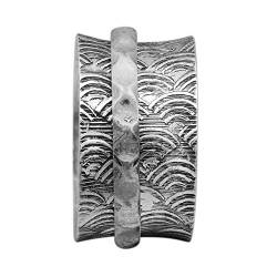 Spinner Ring || Breit strukturiertes einzelnes Silberband Zappeln Meditation 925 Sterling Silber Band Ring (58 (18.5)) von Shine Jewel