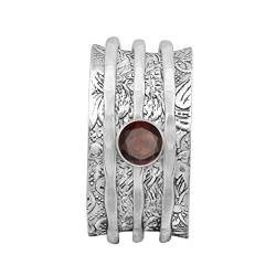 Spinner Ring !! Granat Edelstein Meditationsring, Angst Ring, Zappel Ring, Anti Stress Ring, Sorgenband 925 Sterling Silber Band (66 (21.0)) von Shine Jewel