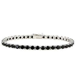 Tennisarmband, 3,5 Karat, schwarzer Spinell-Edelstein, 925er Sterlingsilber, platiniert, Geschenk für Sie, Edelstein, Schwarze Spinelle von Shine Jewel