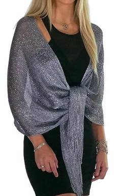 Schals und Wraps für Abendkleider, Damen-Schals und Wraps, elegante Schals und Wraps für Abendgarderobe, Metallic-Dunkelgrau/Silber, Einheitsgröße von ShineGlitz