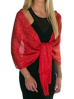 ShineGlitz Schals und Wraps für Abendkleider, Damenschals und Wraps, elegante Schals und Wraps für Abendgarderobe, Rot/Ausflug, einfarbig (Getaway Solids), Einheitsgröße von ShineGlitz