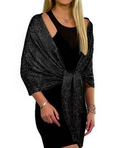 ShineGlitz Schals und Wraps für Abendkleider, Damenschals und Wraps, elegante Schals und Wraps für Abendgarderobe, Schwarz 1, Einheitsgröße von ShineGlitz