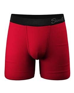 Shinesty Herren-Boxershorts mit Hängemattenunterstützung, wölbungsverstärkend, fliegenfrei, Anti-Scheuern, Feuchtigkeitstransport, Skrotalunterstützung, Rot/Ausflug, einfarbig (Getaway Solids), Large von Shinesty