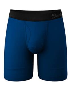 Shinesty Herren-Boxershorts mit langem Bein, stützend, 21,6 cm Schrittlänge, Ball-Hängematte, Unterwäsche, Marineblau, Medium von Shinesty