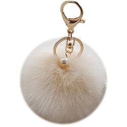 Shining crown Flauschiger Ball Auto Schlüsselanhänger Frauen Pom Pom Handtasche Charms Anhänger Perle, Schnalle aus hellgelbem Gold, F, von Shining crown