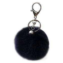 Shining crown Flauschiger Ball Auto Schlüsselanhänger Frauen Pom Pom Handtasche Charms Anhänger Perle, Schnalle in Marineblau, F, von Shining crown