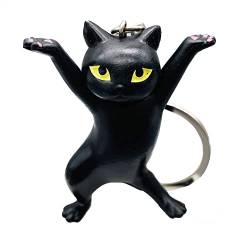 Shining crown Katze Schlüsselanhänger, süße Katze Schlüsselanhänger, Cartoon Zauberhafte Katze Schlüsselanhänger, schwarz, Medium von Shining crown