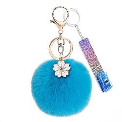 Shining crown Pom Pom Schlüsselanhänger, Rucksackanhänger, Schlüsselanhänger für Frauen, Blau, Medium von Shining crown