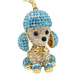 Shining crown süßer Hund Strass Schlüsselanhänger für Frauen funkelnde Legierung Taschen-Geldbörsen-Dekorationsanhänger Charm-Auto-Schlüsselanhänger süßes Taschenzubehör (blau) von Shining crown